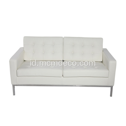 Florence Knoll Putih Kulit Asli 2 Sofa Kursi